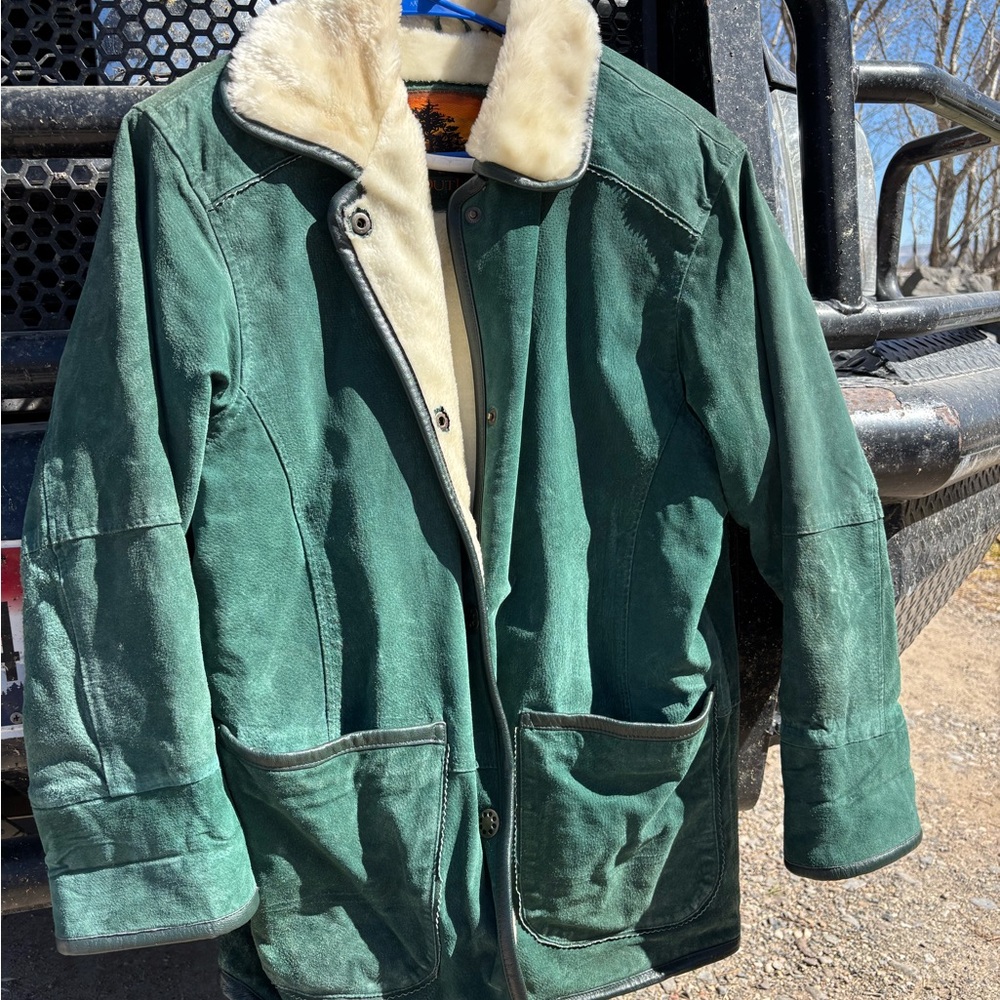 Classic Green Women's Military Jacket with Cream Lining